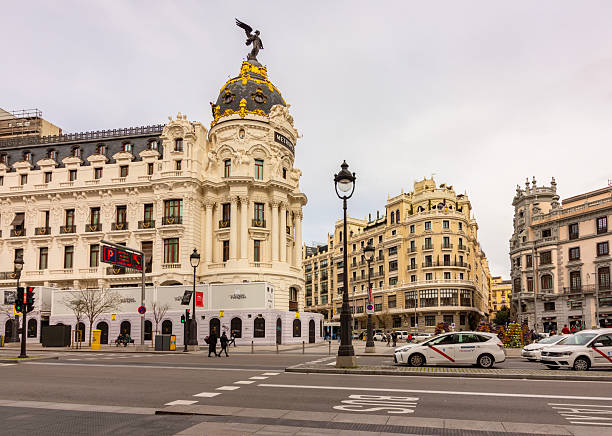 Madrid, Spain - 24 March 2025: Metropolis building on Gran Via (central street of Madrid)