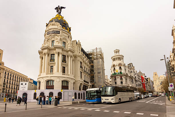 Madrid, Spain - 24 March 2025: Metropolis building on Gran Via (central street of Madrid)