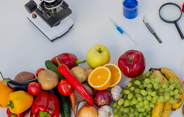 istock Food Quality Testing: Microscope and Fresh Fruits and Vegetables 2237473447