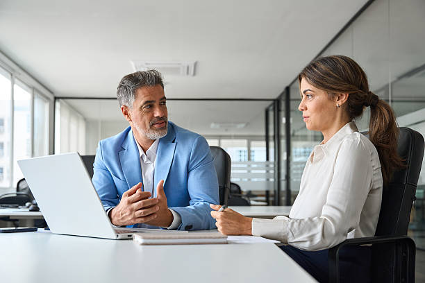 istock Two busy professional executive team business people working together. 2237477161
