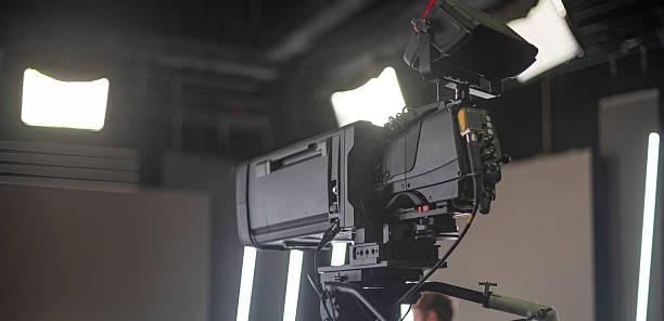 istock a television camera with a large zoom lens in a studio 2237477987