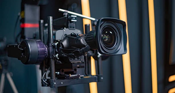 istock a television camera with a large zoom lens in a studio 2237477996