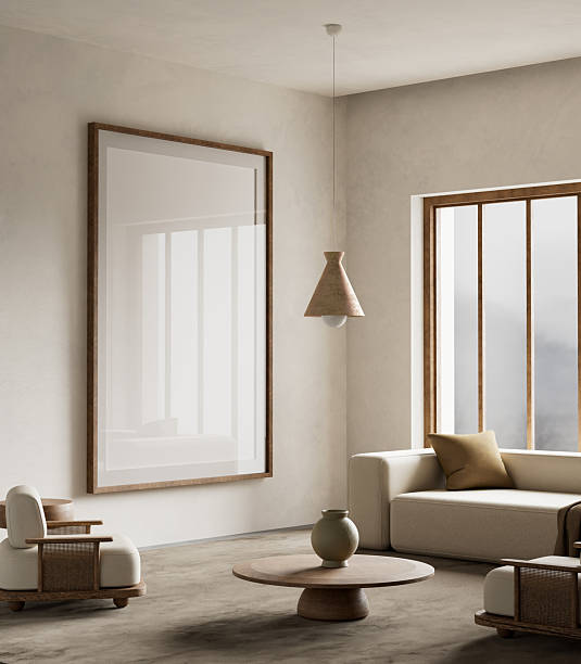 istock Minimalist Japandi Living Room Interior. 3D illustration 2237479133