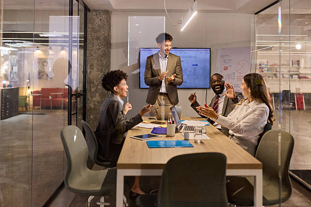 istock Applauding on successful presentation in the office! 2237479621