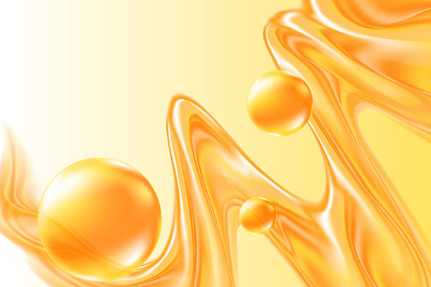 istock Futuristic golden yellow 3D liquid flowing wave form, abstract geometric, iridescent holographic splash background, glass shape decoration. 2237479703