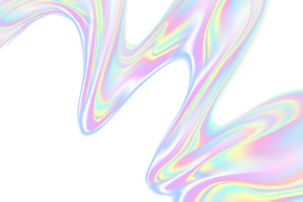 istock Futuristic light neon iridescent holographic 3D liquid flowing wave form, splash isolated design element, transparent background, abstract geometric glass shape decoration. 2237479778
