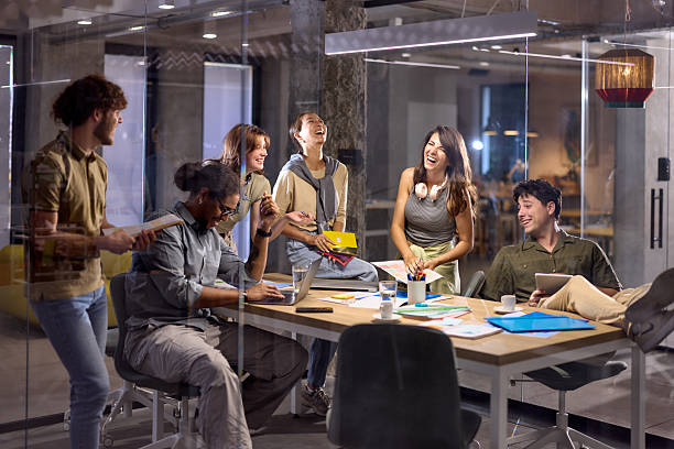 istock Cheerful creative team having fun on a meeting at casual office. 2237479929