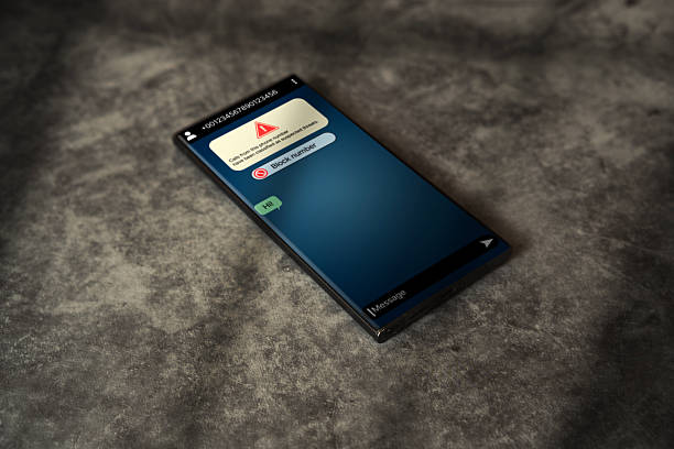 Fraud and phishing smartphone. Message from stranger.