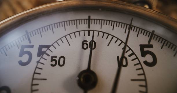 istock Macro Close Up Shot of Mechanical Stopwatch with Metallic Case and Dial 2237486193