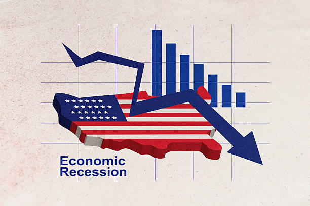 istock Creative composite sketch design artwork collage of usa map flag arrow down economic recession sanctions inflation crisis market budget 2237488428
