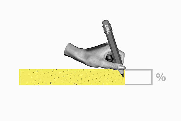 istock Composite artwork 3D photo collage trend template of hand hold pencil write line loading online bar sign technology percent copyspace 2237488439