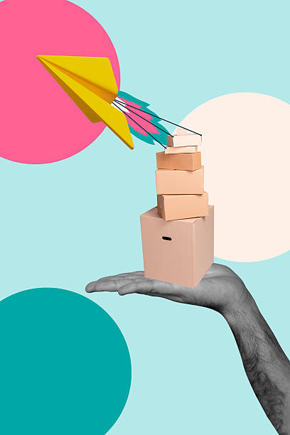 istock 3d composite banner vertical collage of human hand hold paper plane box delivery distribution concept fast export postal service 2237488592
