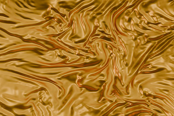 Abstract golden liquid texture with smooth metallic waves and glossy reflections, perfect for luxury backgrounds, design elements, or creative digital artwork. 3d render cloth fold fiber fabric