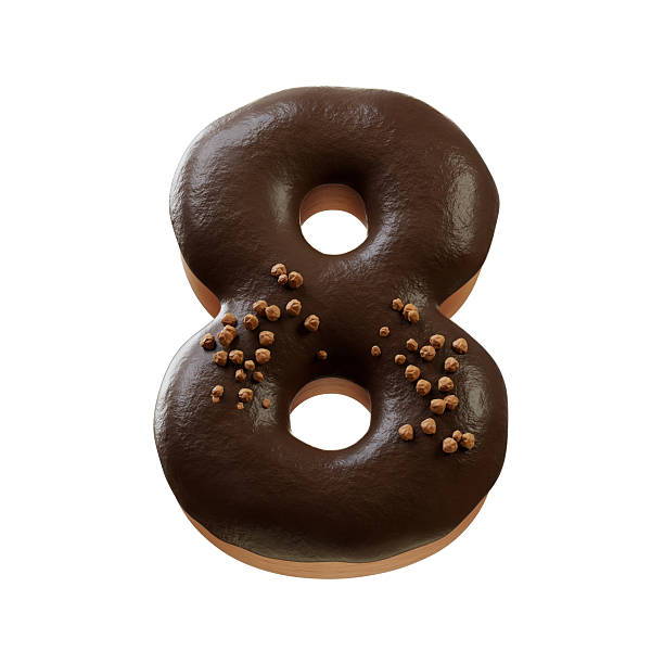 Rose Glazed Donut Number 8 Stock Photo - Download Image Now