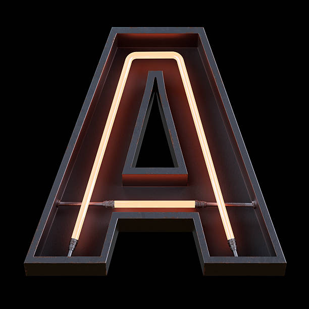istock Bright Neon Font.Metallic futuristic cyberpunk Concept. 2237498133