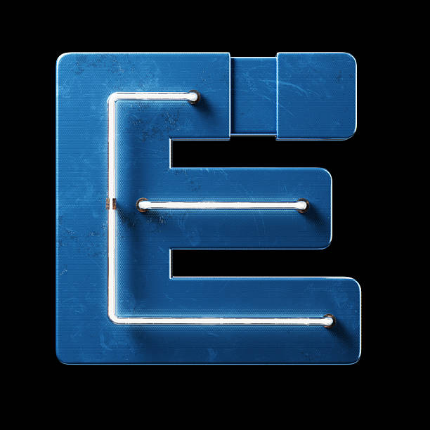 Bright Neon Font with fluorescent tubes.Metallic futuristic  cyberpunk Alphabet. 3d Rendering Isolated on black Background.