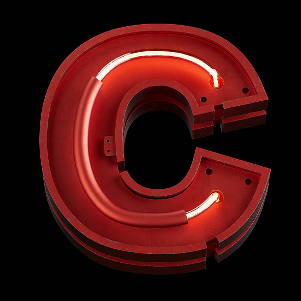 Bright Neon Font with fluorescent tubes.Metallic futuristic  cyberpunk Alphabet. 3d Rendering Isolated on black Background.