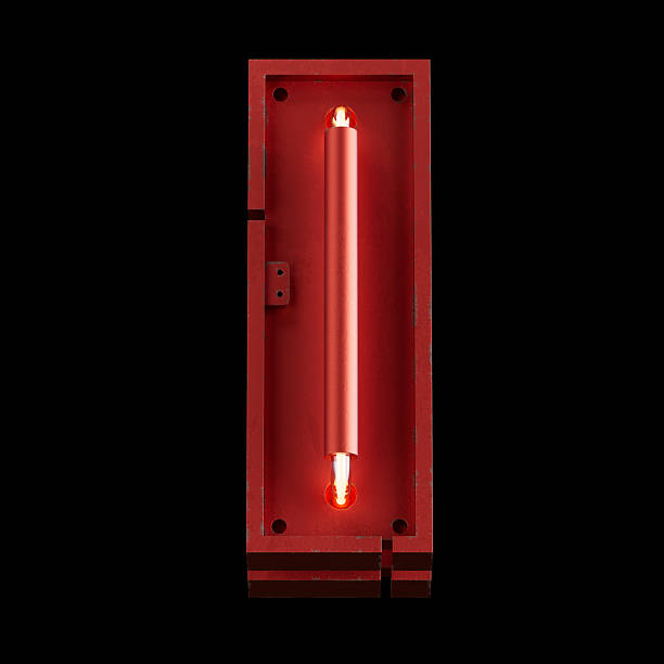 Bright Neon Font with fluorescent tubes.Metallic futuristic  cyberpunk Alphabet. 3d Rendering Isolated on black Background.