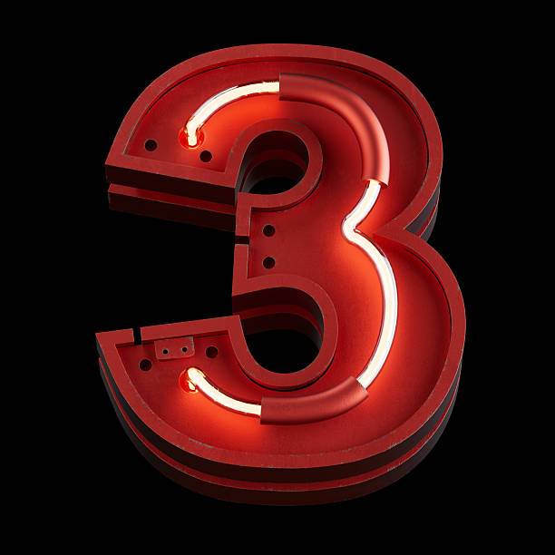 Blue reed glass font Number 3 THREE 3D rendering illustrations