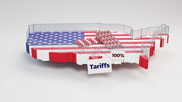 istock Concept: Trade protectionism by the USA by implementing 100% tariffs on 