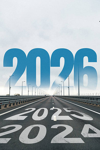 Future road ahead featuring significant years and a clear horizon