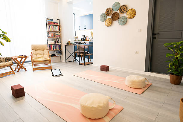 istock Preparing for a home yoga or meditation session 2237518894