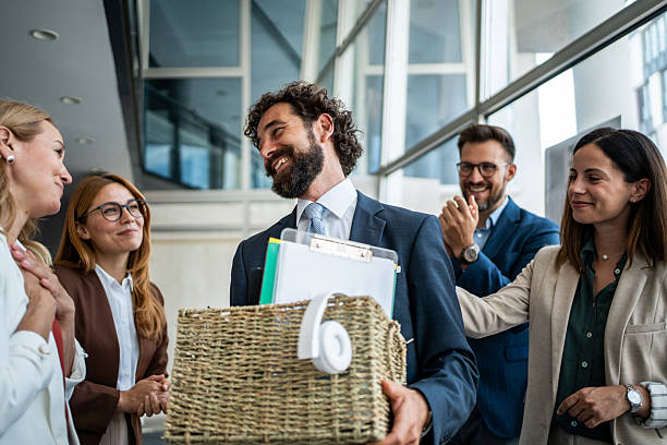 istock Employee leaving office, colleagues giving farewell 2237519213