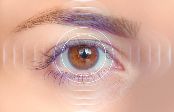 istock Eye scanning and recognition - biometric identity concept 2237522550