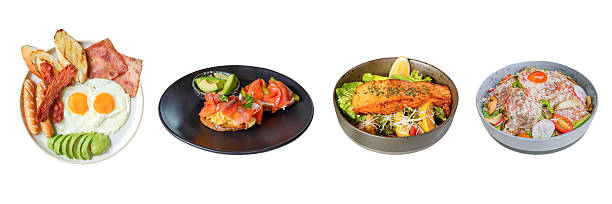 istock Gourmet Culinary Array: A delightful selection of diverse dishes, meticulously arranged on pristine plates, showcasing a vibrant feast of flavors and textures, perfect for culinary projects. 2237522716