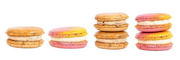 Macarons Tower: A close-up shot of delightful and colorful macarons arranged in stacks. Capturing the essence of sweet delight and visual appeal, with its layers and textures.