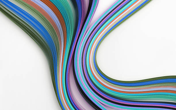 istock Texture Neon blue and pink color strip wave paper on white. Abstract horizontal background. 2237525587