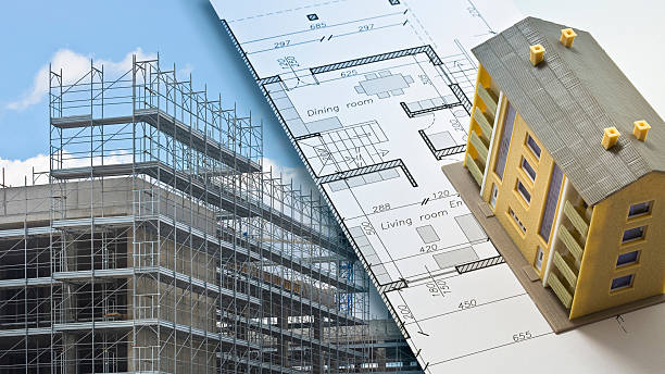 istock ARCHITECTURE CONSTRUCTION BLUEPRINT MODEL REPRESENTING URBAN DEVELOPMENT AND REAL ESTATE PLANNING - Concept of building, investment, housing, engineering, scaffolding, and property market 2237528523