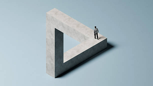 istock Man Walking on Impossible Penrose Triangle Path - Symbol of Paradox, Illusion, and Complex Challenges 3D Render 2237536276
