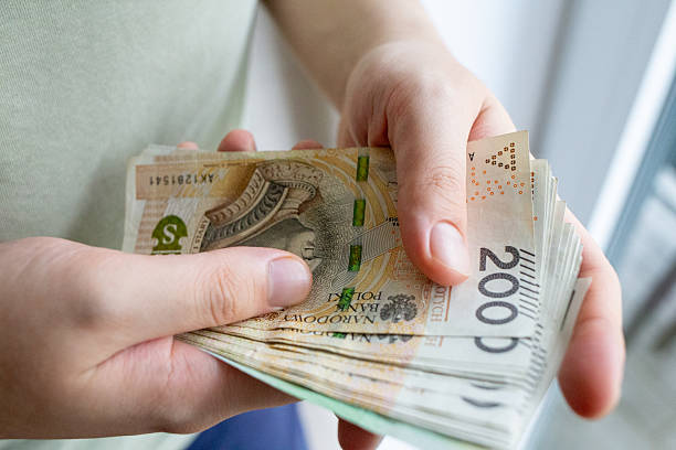 istock Person holding stack of Polish zoty banknotes 2237540275