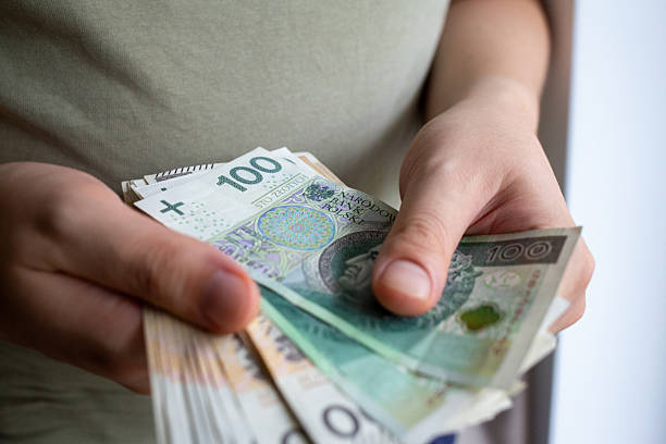 istock Person holding stack of Polish zoty banknotes 2237540349