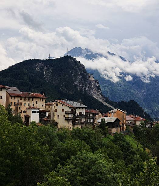 istock Italian village against green mountains. 2237541942