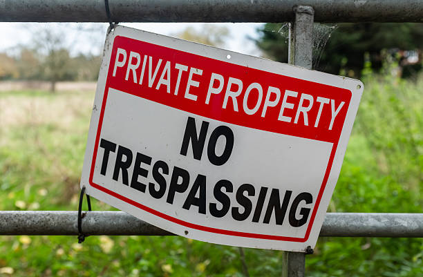 istock Private Property No Trespassing Sign on a Countryside Gate 2237545466
