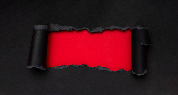 Black torn paper opening with red center, black friday banner
