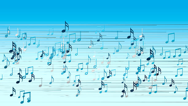 3d illustration of musical notes and musical signs of abstract music sheet.Songs and melody concept.