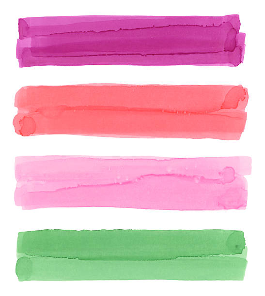 istock Hand drawn sketch hatching line smear stroke. Felt-tip pen, watercolor marker texture stain isolated on white background. Pink, green color. 2237552007