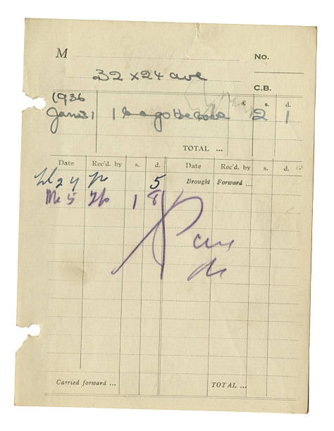 istock Illegible old receipt, 1936 2237554499