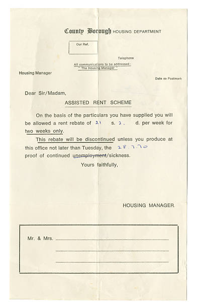 istock Letter about an allowance on the Assisted Rent Scheme, 1970 2237554694
