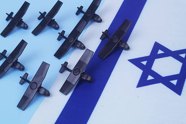 istock Military drones and flags of Israel. 2237556397