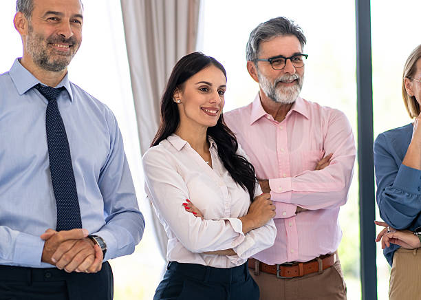 istock Business colleagues smiling during corporate meeting 2237556485