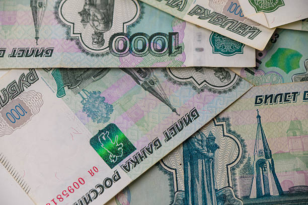 istock Spread of Russian 1000 ruble banknotes on table 2237566892