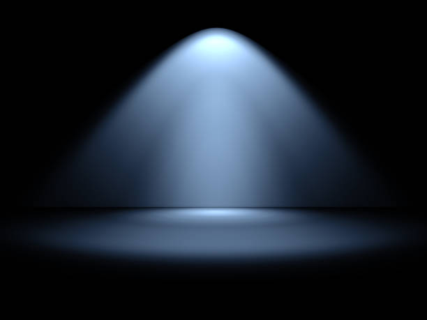 istock Dark room and spot light in the night.3d illustration. 2237571003