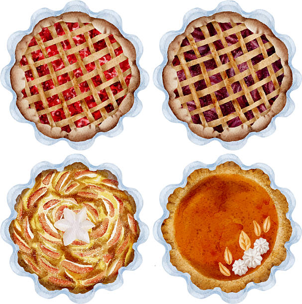 istock A set of sweet pies, top view, watercolor illustration. 2237572929
