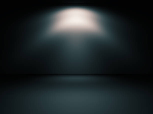 istock Dark room and spot light in the night.3d illustration. 2237575869