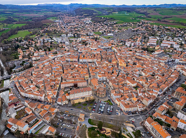 istock Aerial view around the city Issoire 2237585157