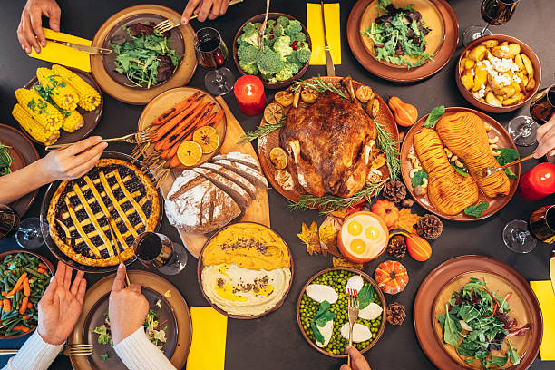 istock Above view of beautiful table for Thanksgiving 2237596578